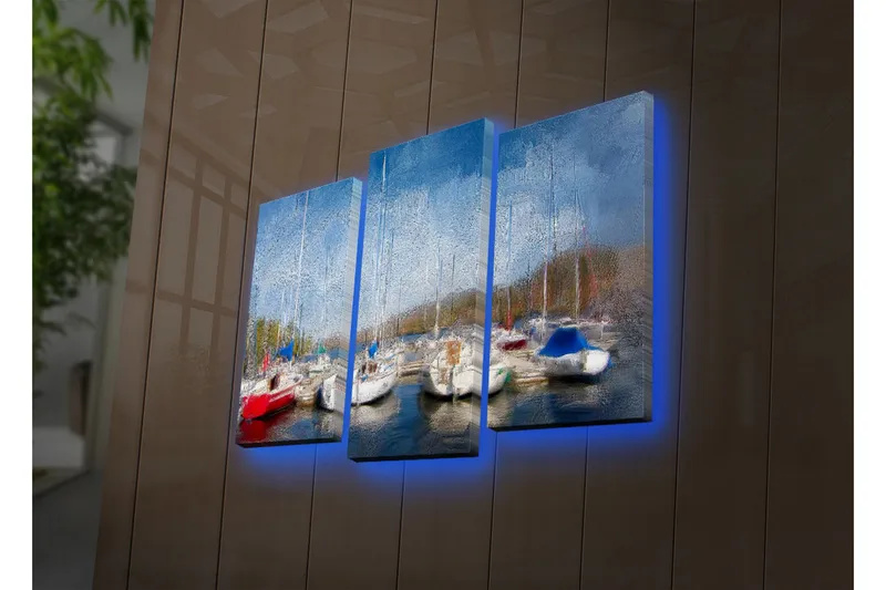Dekorativ Canvasbilde LED-belysning 3 Deler - Flerfarget - Interiør - Maleri & posters - Lerretsbilder