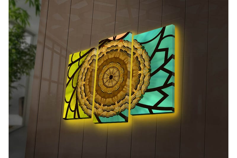 Dekorativ Canvasbilde LED-belysning 3 Deler - Flerfarget - Interiør - Maleri & posters - Lerretsbilder