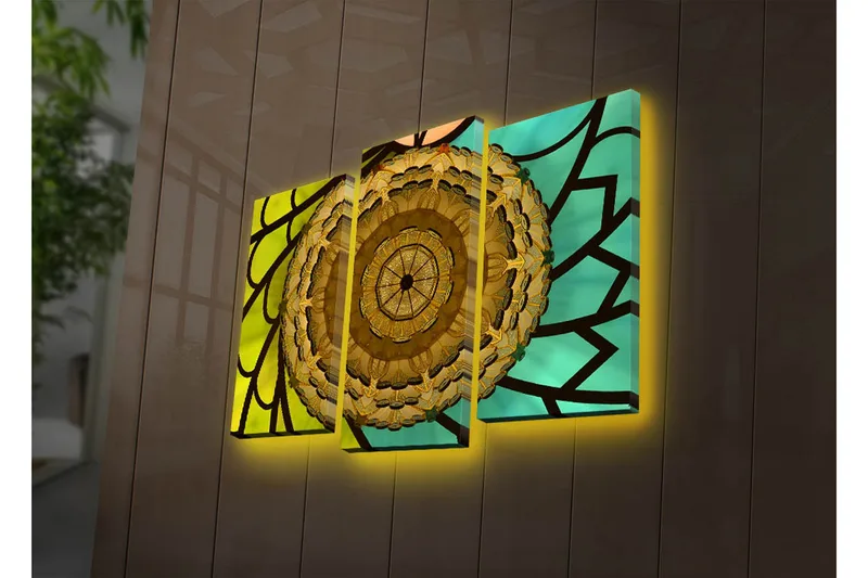 Dekorativ Canvasbilde LED-belysning 3 Deler - Flerfarget - Interiør - Maleri & posters - Lerretsbilder