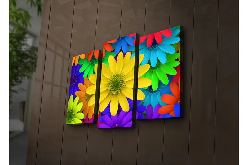 Dekorativ Canvasbilde LED-belysning 3 Deler - Flerfarget - Interiør - Maleri & posters - Lerretsbilder