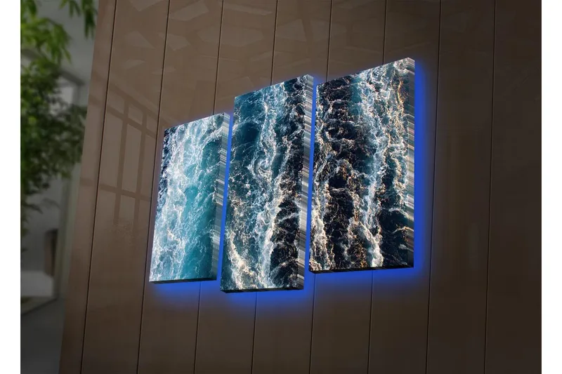 Dekorativ Canvasbilde LED-belysning 3 Deler - Flerfarget - Interiør - Maleri & posters - Lerretsbilder