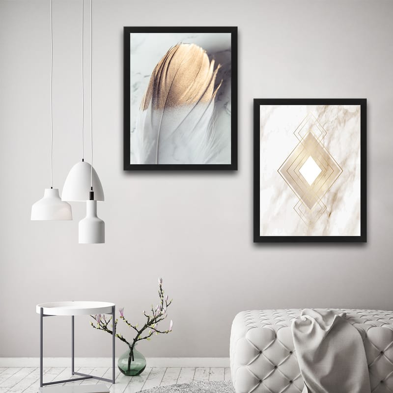 Dekorativ InnRammemet maling 2-Deler 30x40 cm - Flerfarget - Interiør - Maleri & posters - Lerretsbilder