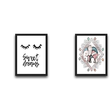 Dekorativ InnRammemet maling 2-Deler 30x40 cm - Flerfarget - Interiør - Maleri & posters - Lerretsbilder