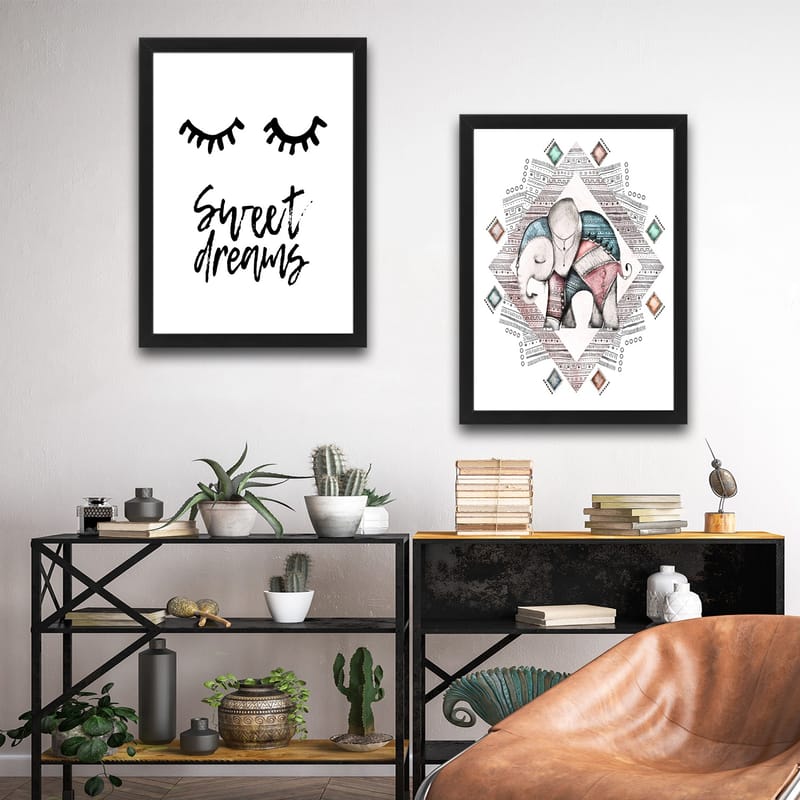 Dekorativ InnRammemet maling 2-Deler 30x40 cm - Flerfarget - Interiør - Maleri & posters - Lerretsbilder