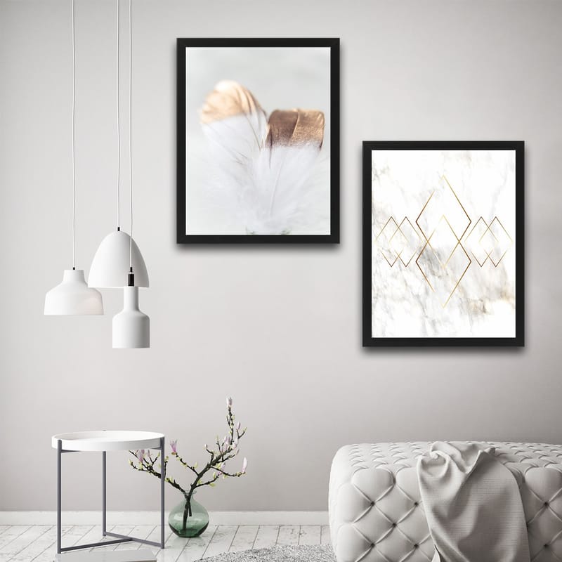Dekorativ InnRammemet maling 2-Deler 30x40 cm - Flerfarget - Interiør - Maleri & posters - Lerretsbilder
