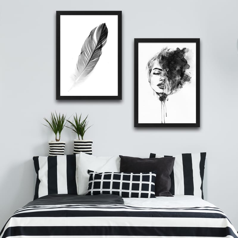 Dekorativ InnRammemet maling 2-Deler 30x40 cm - Flerfarget - Interiør - Maleri & posters - Lerretsbilder