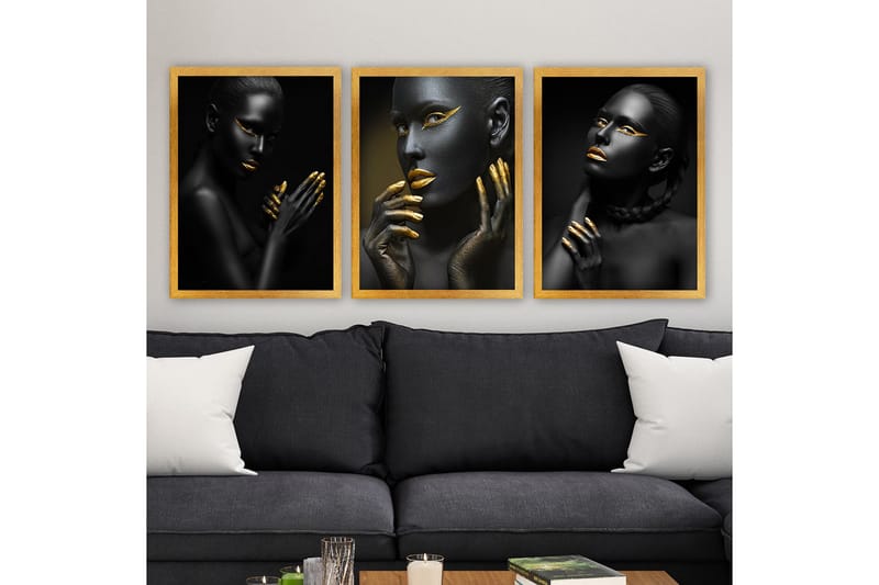 Dekorativ InnRammemet maling 3-Deler 35x45 cm, Flerfarget