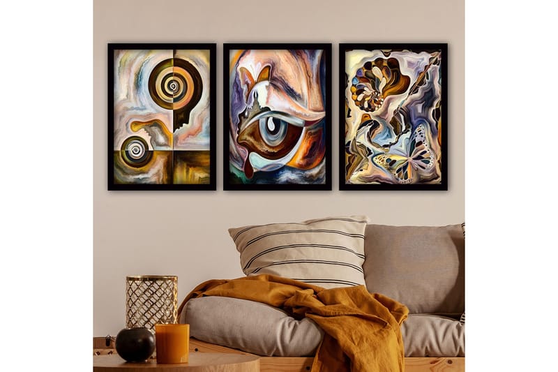 Dekorativ InnRammemet maling 3-Deler 35x45 cm, Flerfarget