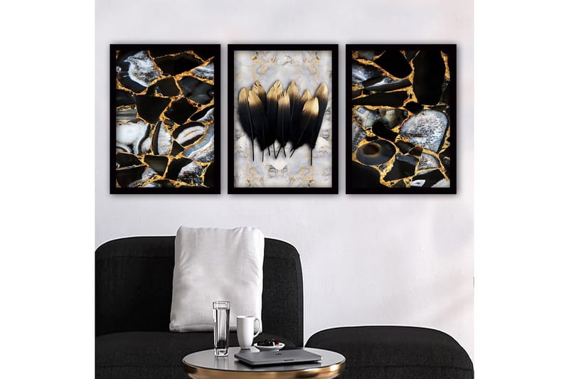 Dekorativ InnRammemet maling 3-Deler 35x45 cm, Flerfarget