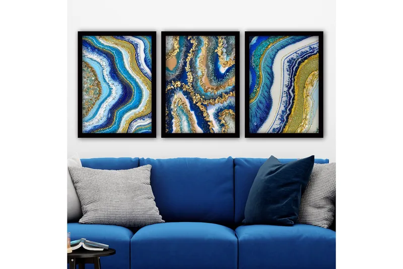 Dekorativ InnRammemet maling 3-Deler 35x45 cm, Flerfarget