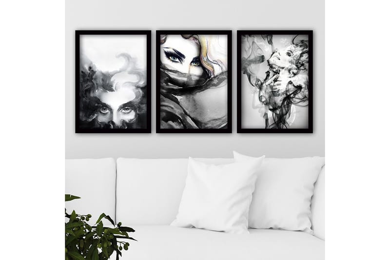 Dekorativ InnRammemet maling 3-Deler 35x45 cm, Flerfarget