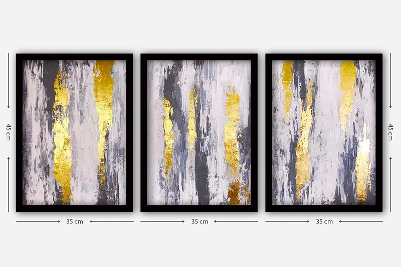 Dekorativ InnRammemet maling 3-Deler 35x45 cm - Flerfarget - Interiør - Maleri & posters - Lerretsbilder