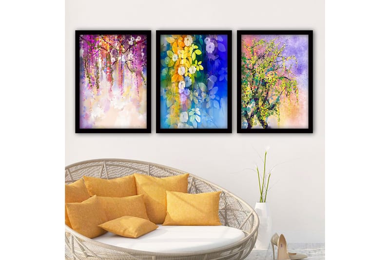 Dekorativ InnRammemet maling 3-Deler 35x45 cm - Flerfarget - Interiør - Maleri & posters - Lerretsbilder