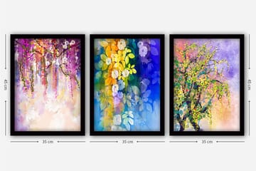 Dekorativ InnRammemet maling 3-Deler 35x45 cm - Flerfarget - Interiør - Maleri & posters - Lerretsbilder