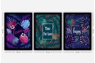 Dekorativ InnRammemet maling 3-Deler 35x45 cm - Flerfarget - Interiør - Maleri & posters - Lerretsbilder