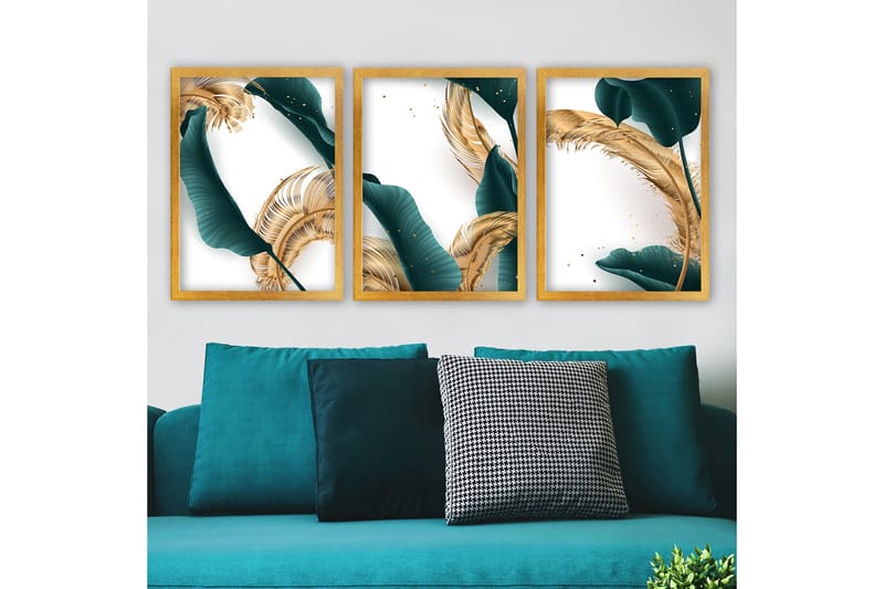 Dekorativ InnRammemet maling 3-Deler 35x45 cm - Flerfarget - Interiør - Maleri & posters - Lerretsbilder