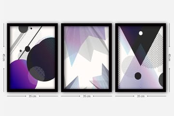 Dekorativ InnRammemet maling 3-Deler 35x45 cm - Flerfarget - Interiør - Maleri & posters - Lerretsbilder