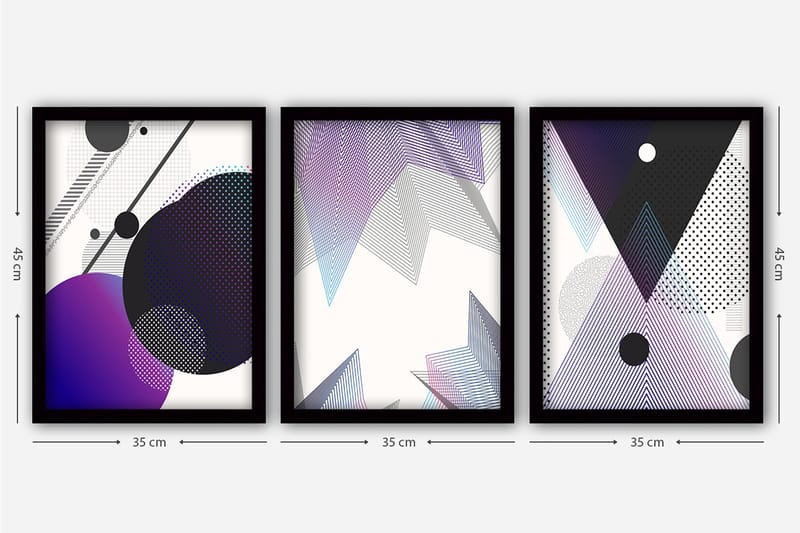 Dekorativ InnRammemet maling 3-Deler 35x45 cm - Flerfarget - Interiør - Maleri & posters - Lerretsbilder