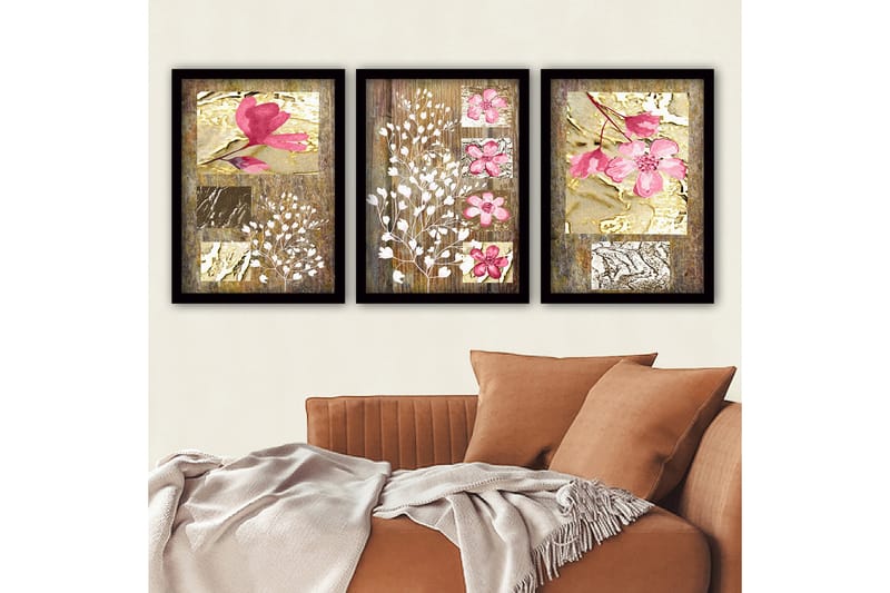 Dekorativ InnRammemet maling 3-Deler 35x45 cm - Flerfarget - Interiør - Maleri & posters - Lerretsbilder