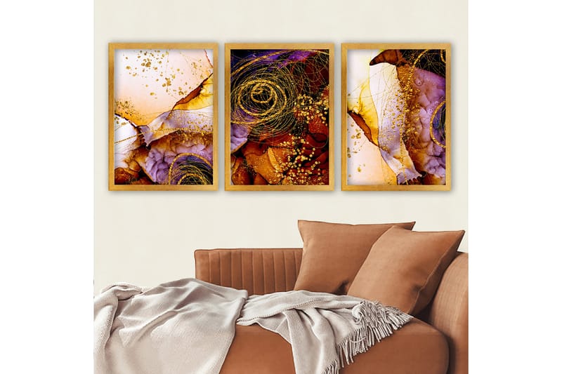 Dekorativ InnRammemet maling 3-Deler 35x45 cm - Flerfarget - Interiør - Maleri & posters - Lerretsbilder