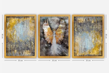 Dekorativ InnRammemet maling 3-Deler 35x45 cm - Flerfarget - Interiør - Maleri & posters - Lerretsbilder
