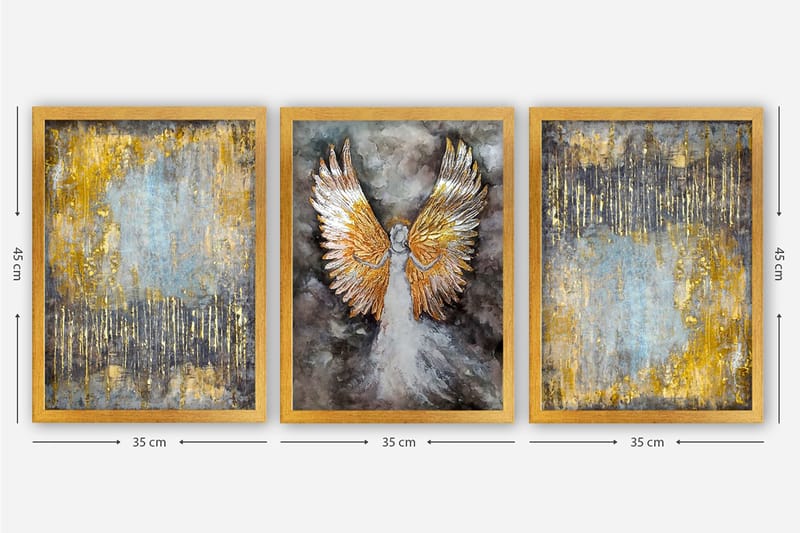 Dekorativ InnRammemet maling 3-Deler 35x45 cm - Flerfarget - Interiør - Maleri & posters - Lerretsbilder