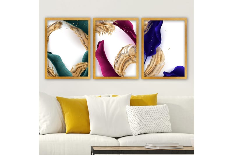 Dekorativ InnRammemet maling 3-Deler 35x45 cm - Flerfarget - Interiør - Maleri & posters - Lerretsbilder