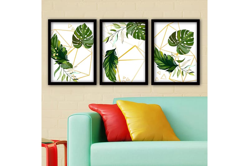 Dekorativ InnRammemet maling 3-Deler 35x45 cm - Flerfarget - Interiør - Maleri & posters - Lerretsbilder