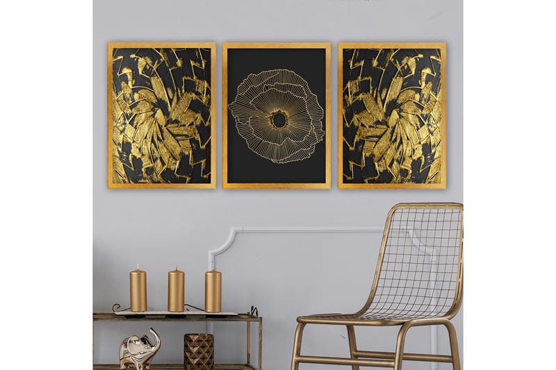Dekorativ InnRammemet maling 3-Deler 35x45 cm - Flerfarget - Interiør - Maleri & posters - Lerretsbilder