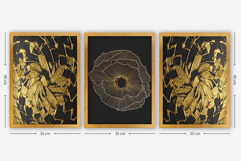 Dekorativ InnRammemet maling 3-Deler 35x45 cm - Flerfarget - Interiør - Maleri & posters - Lerretsbilder