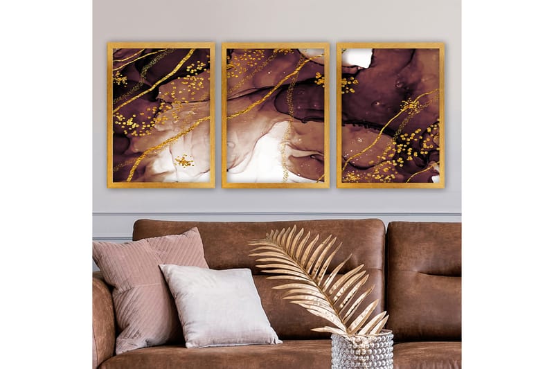 Dekorativ InnRammemet maling 3-Deler 35x45 cm - Flerfarget - Interiør - Maleri & posters - Lerretsbilder