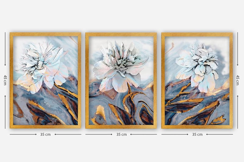 Dekorativ InnRammemet maling 3-Deler 35x45 cm - Flerfarget - Interiør - Maleri & posters - Lerretsbilder