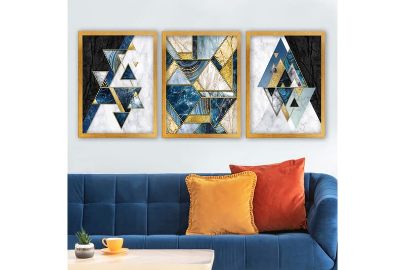Dekorativ InnRammemet maling 3-Deler 35x45 cm - Flerfarget - Interiør - Maleri & posters - Lerretsbilder