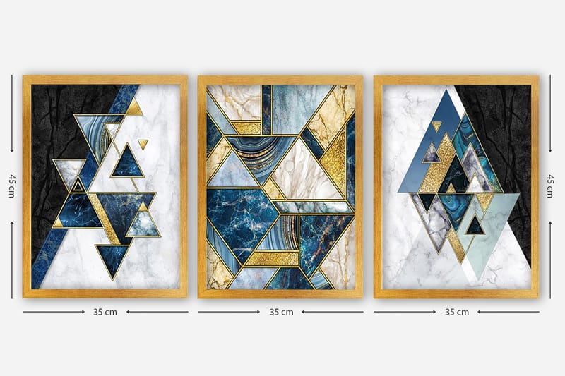 Dekorativ InnRammemet maling 3-Deler 35x45 cm - Flerfarget - Interiør - Maleri & posters - Lerretsbilder