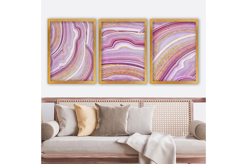 Dekorativ InnRammemet maling 3-Deler 35x45 cm - Flerfarget - Interiør - Maleri & posters - Lerretsbilder