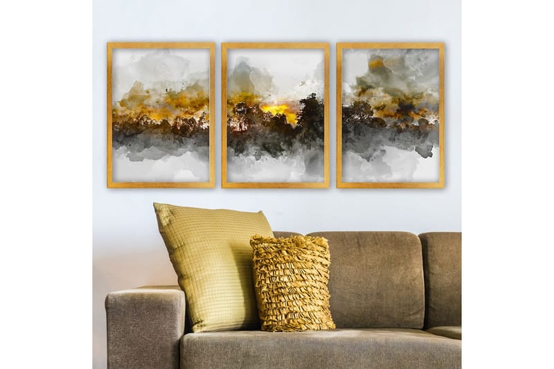 Dekorativ InnRammemet maling 3-Deler 35x45 cm - Flerfarget - Interiør - Maleri & posters - Lerretsbilder