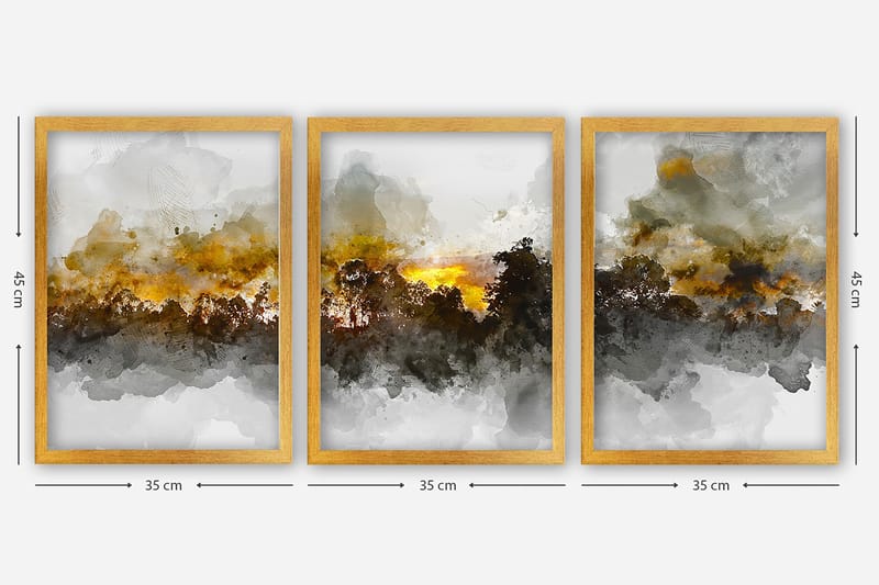 Dekorativ InnRammemet maling 3-Deler 35x45 cm - Flerfarget - Interiør - Maleri & posters - Lerretsbilder
