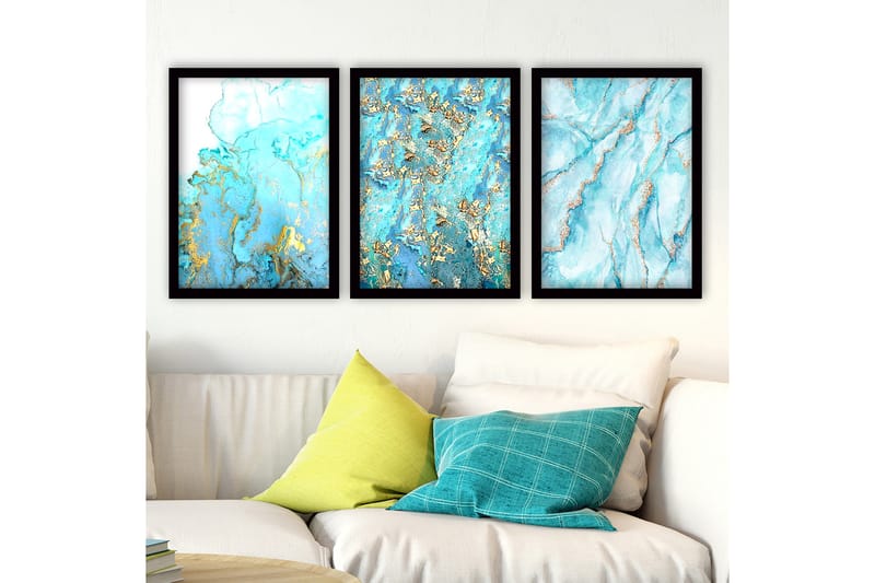 Dekorativ InnRammemet maling 3-Deler 35x45 cm - Flerfarget - Interiør - Maleri & posters - Lerretsbilder