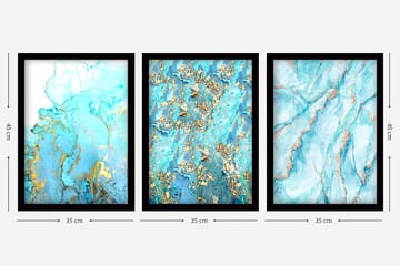 Dekorativ InnRammemet maling 3-Deler 35x45 cm - Flerfarget - Interiør - Maleri & posters - Lerretsbilder
