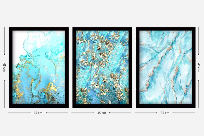 Dekorativ InnRammemet maling 3-Deler 35x45 cm - Flerfarget - Interiør - Maleri & posters - Lerretsbilder