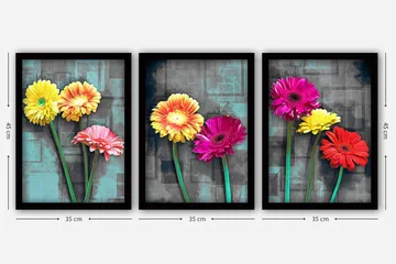 Dekorativ InnRammemet maling 3-Deler 35x45 cm - Flerfarget - Interiør - Maleri & posters - Lerretsbilder