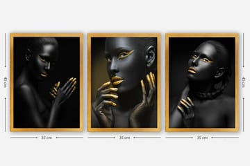 Dekorativ InnRammemet maling 3-Deler 35x45 cm - Flerfarget - Interiør - Maleri & posters - Lerretsbilder