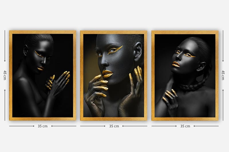 Dekorativ InnRammemet maling 3-Deler 35x45 cm - Flerfarget - Interiør - Maleri & posters - Lerretsbilder