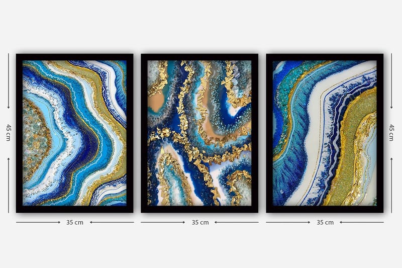 Dekorativ InnRammemet maling 3-Deler 35x45 cm - Flerfarget - Interiør - Maleri & posters - Lerretsbilder