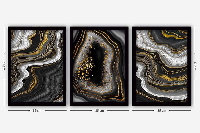 Dekorativ InnRammemet maling 3-Deler 35x45 cm - Flerfarget - Interiør - Maleri & posters - Lerretsbilder
