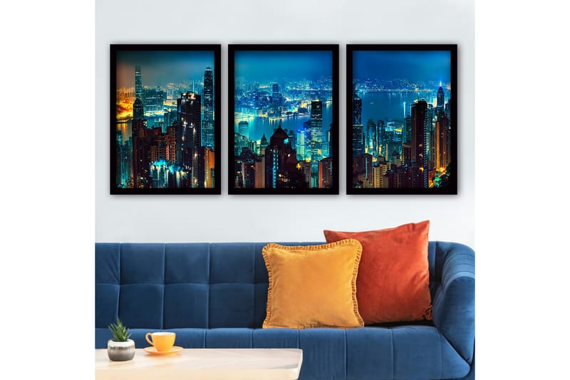 Dekorativ InnRammemet maling 3-Deler 35x45 cm - Flerfarget - Interiør - Maleri & posters - Lerretsbilder