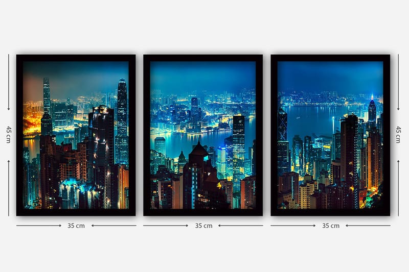 Dekorativ InnRammemet maling 3-Deler 35x45 cm - Flerfarget - Interiør - Maleri & posters - Lerretsbilder
