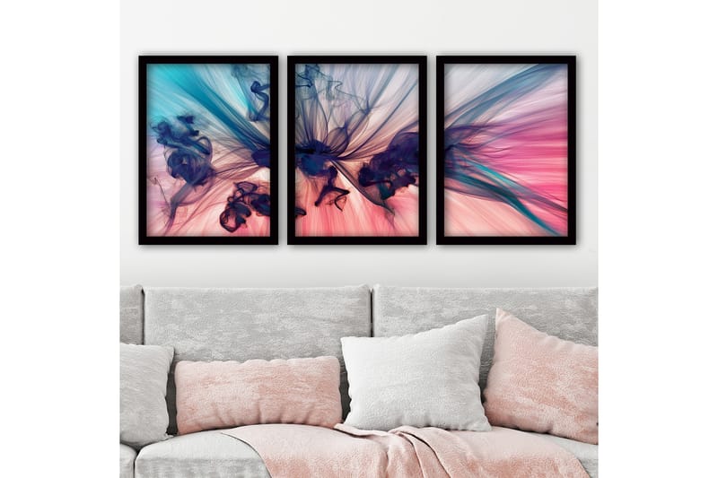 Dekorativ InnRammemet maling 3-Deler 35x45 cm - Flerfarget - Interiør - Maleri & posters - Lerretsbilder