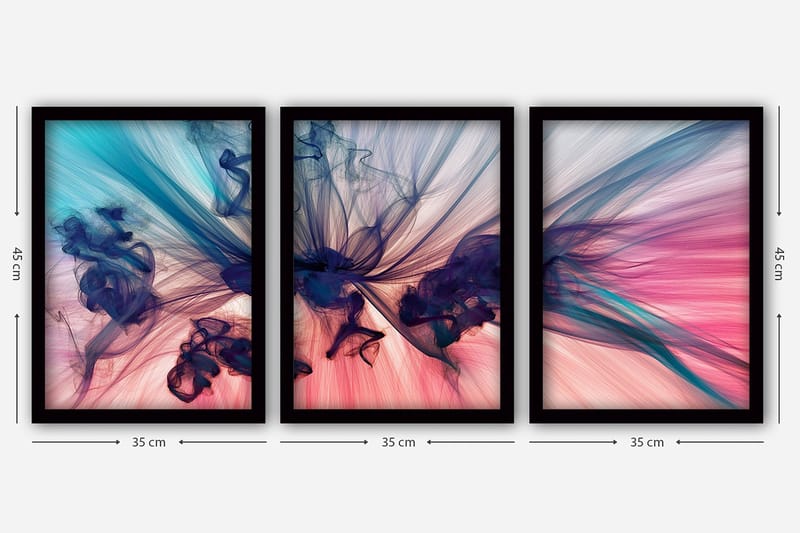Dekorativ InnRammemet maling 3-Deler 35x45 cm - Flerfarget - Interiør - Maleri & posters - Lerretsbilder