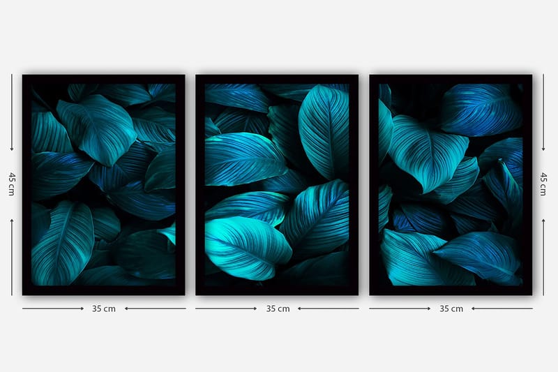 Dekorativ InnRammemet maling 3-Deler 35x45 cm - Flerfarget - Interiør - Maleri & posters - Lerretsbilder